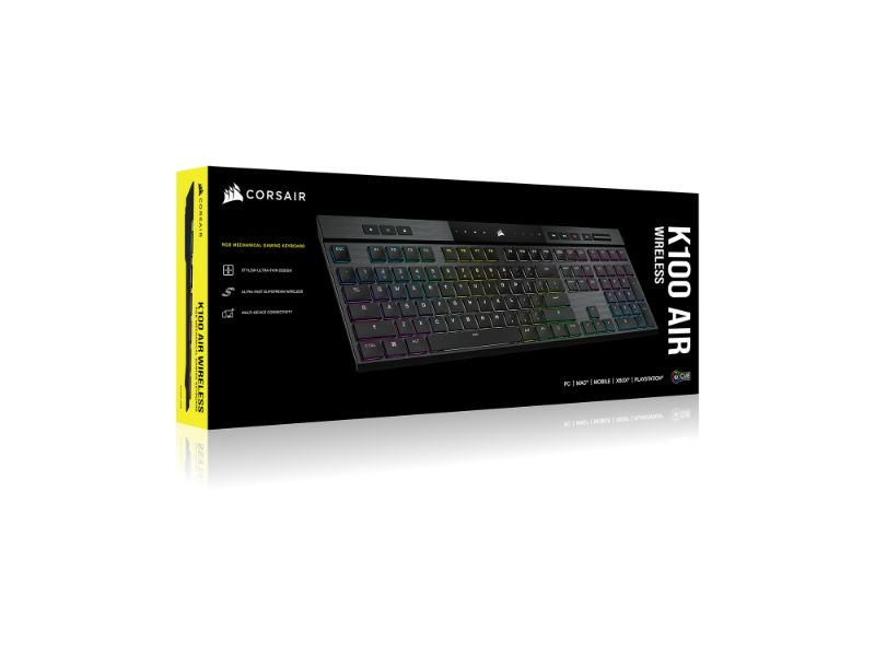 Corsair Wireless Ultra Thin Mechanical Gaming Keyboard K100 Air RGB – Cherry MX Ultra Low Profile Tactile – US Layout – CH-913A01U-NA