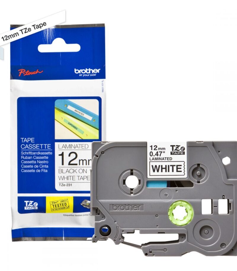 Labelling Tape Cassette Brother TZE-231 12mm Black On White Tape