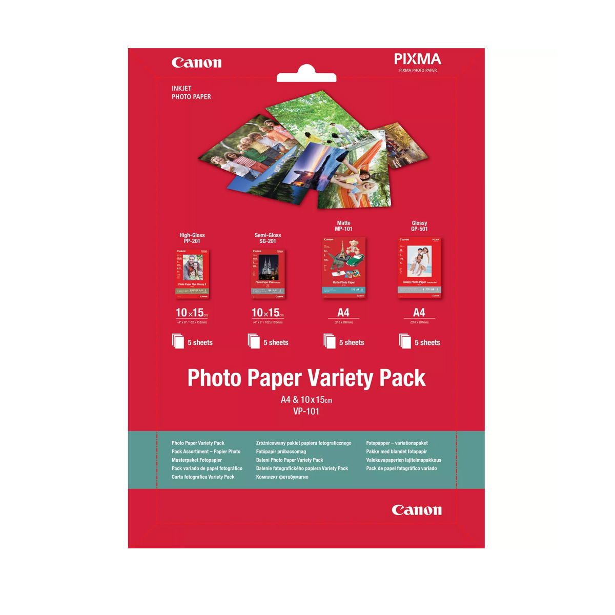 Paper Canon VP-101 Photo Variety Pack 4x6” and A4 - 20 Sheets