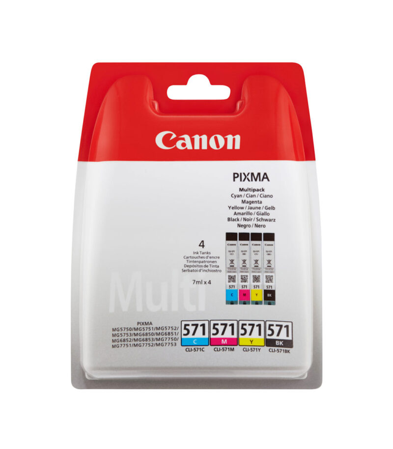 Canon CLI-571 Πακέτο 4 Μελανιών Εκτυπωτή InkJet (0386C005)