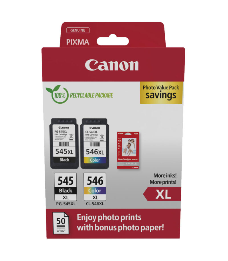 Canon PG-545XL, CL-546XL High Capacity Black, Tricolour Ink
