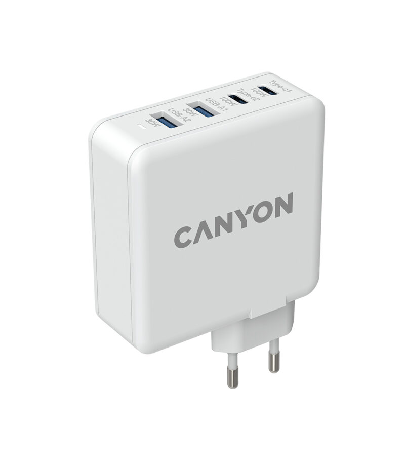 Canyon Power adapter H-100 GaN PD 100W QC 3.0 30W White - CND-CHA100W01