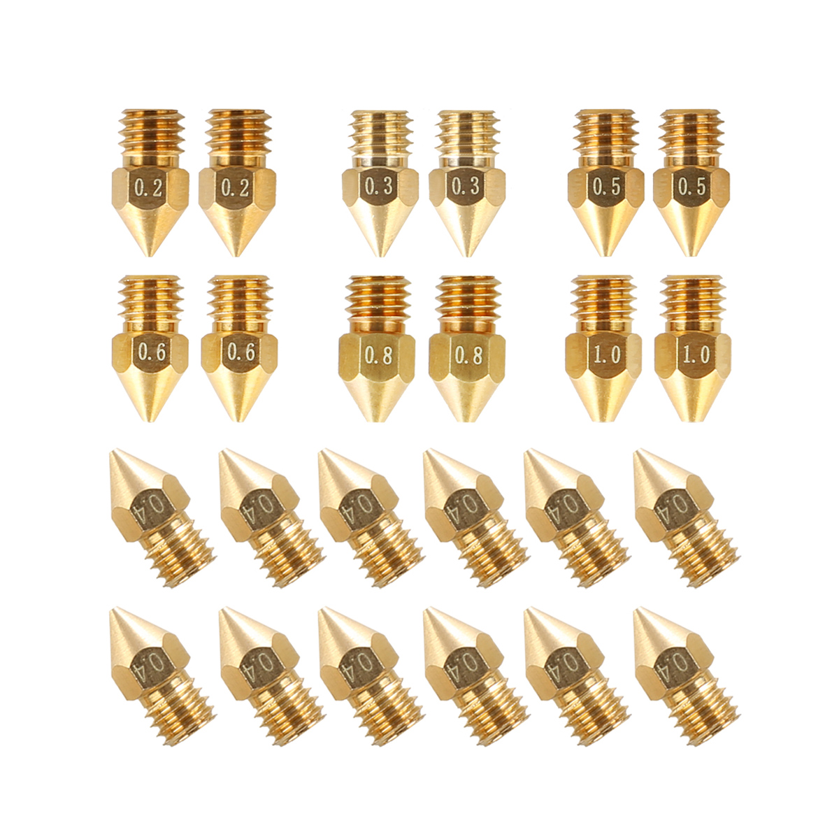 Creality MK8 Nozzles Package 24PCS 0.2mm, 0.3mm, 0.4mm, 0.5mm, 0.6mm, 0.8mm, 1.0mm - 4007010004 Creality MK8 Nozzles Package 24PCS 0.2mm, 0.3mm, 0.4mm, 0.5mm, 0.6mm, 0.8mm, 1.0mm - 4007010004
