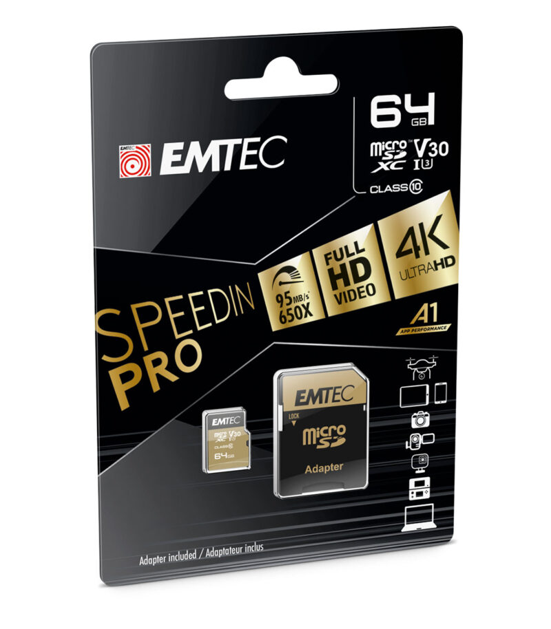 Emtec mSD 64GB UHS-I U3 V30 A1 SpeedIN Pro