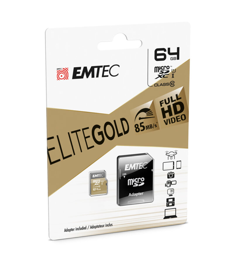 Emtec mSD 64GB UHS-I U1 EliteGold - ECMSDM64GXC10GP