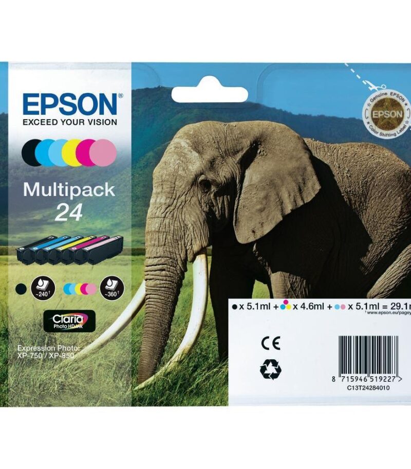 Ink Epson T242840 Multipack 6 Colours Claria Photo HD Ink Elephant