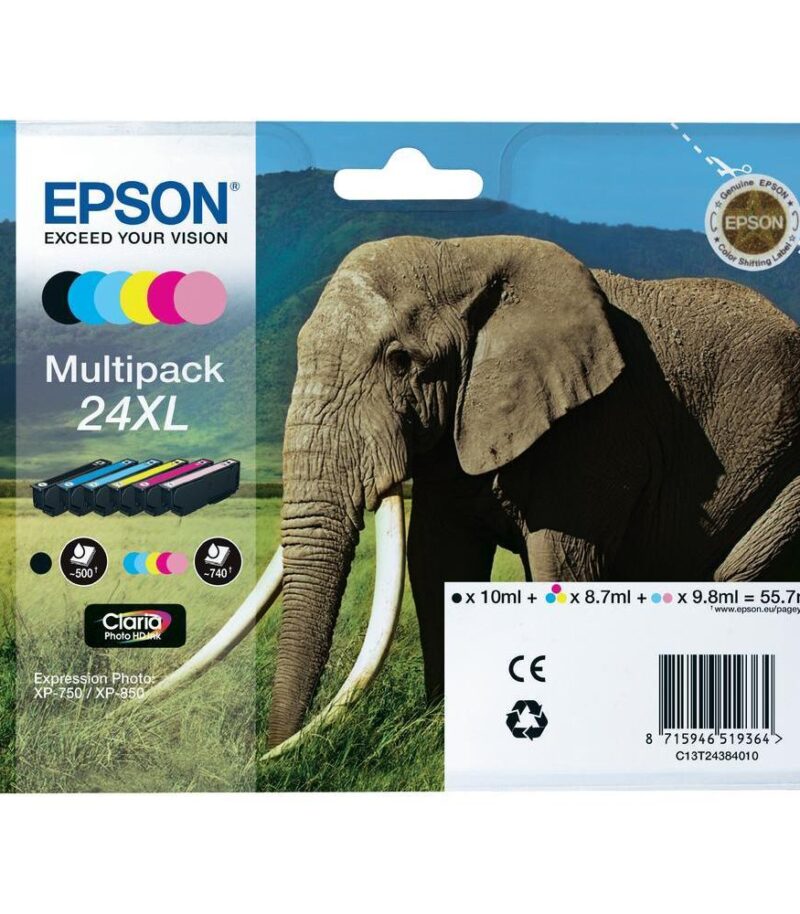 Ink Epson T243840 Multipack 6 Colours Claria Photo HD Ink Elephant