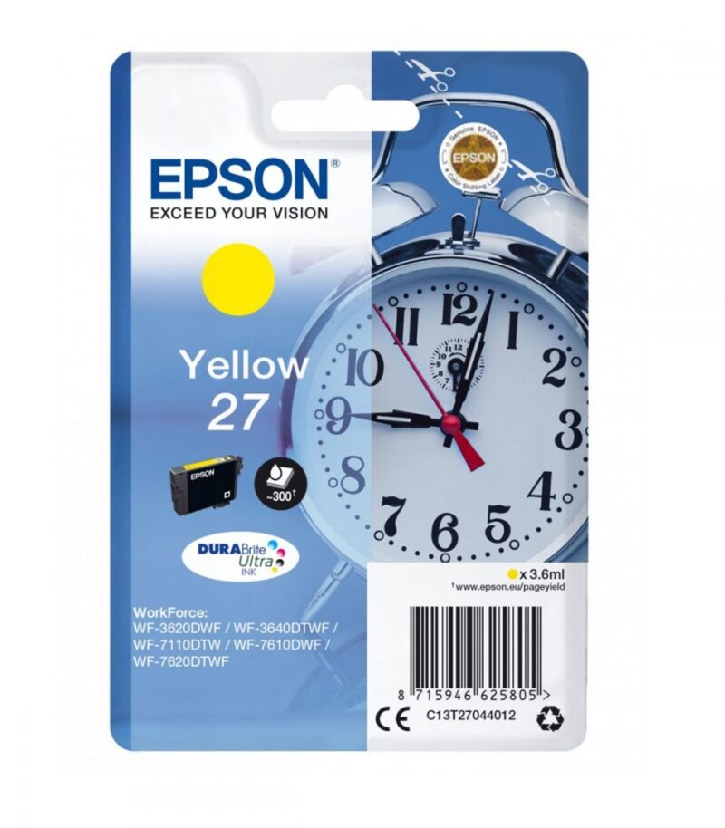 Ink Epson 27 C13T27044010 Yellow Crtr -300Pgs - 3.6ml