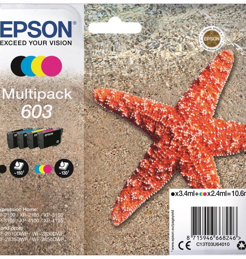 Ink Epson T03U640 C13T03U640 Multipack Black 3.4ml CMY 2.4ml x 3