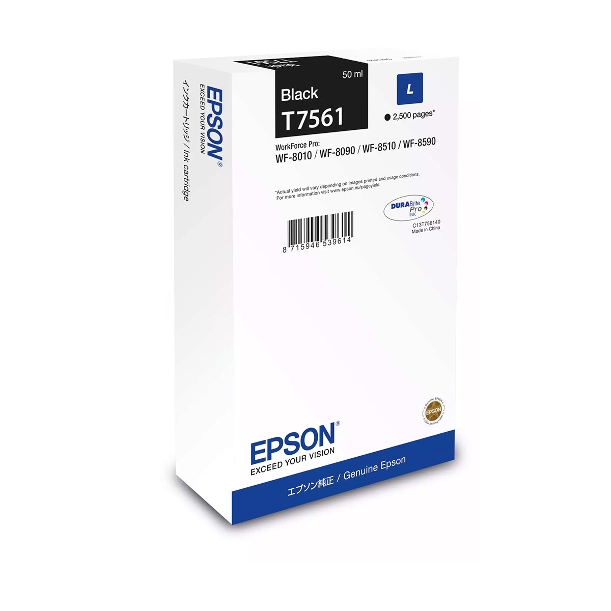 Ink Epson DURABrite C13T75614N Black Size L 50ml 2.5K Pgs Ink Epson DURABrite C13T75614N Black Size L 50ml 2.5K Pgs