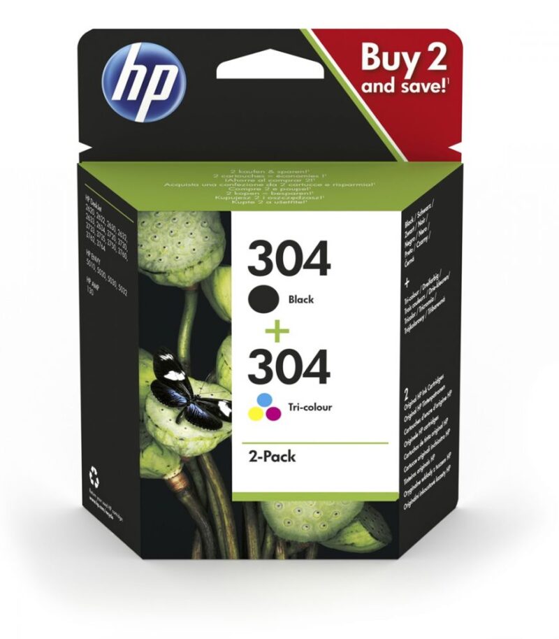Ink HP No 304 2-pack Black-Tri-color Original Ink Cartridges(3JB05AE)
