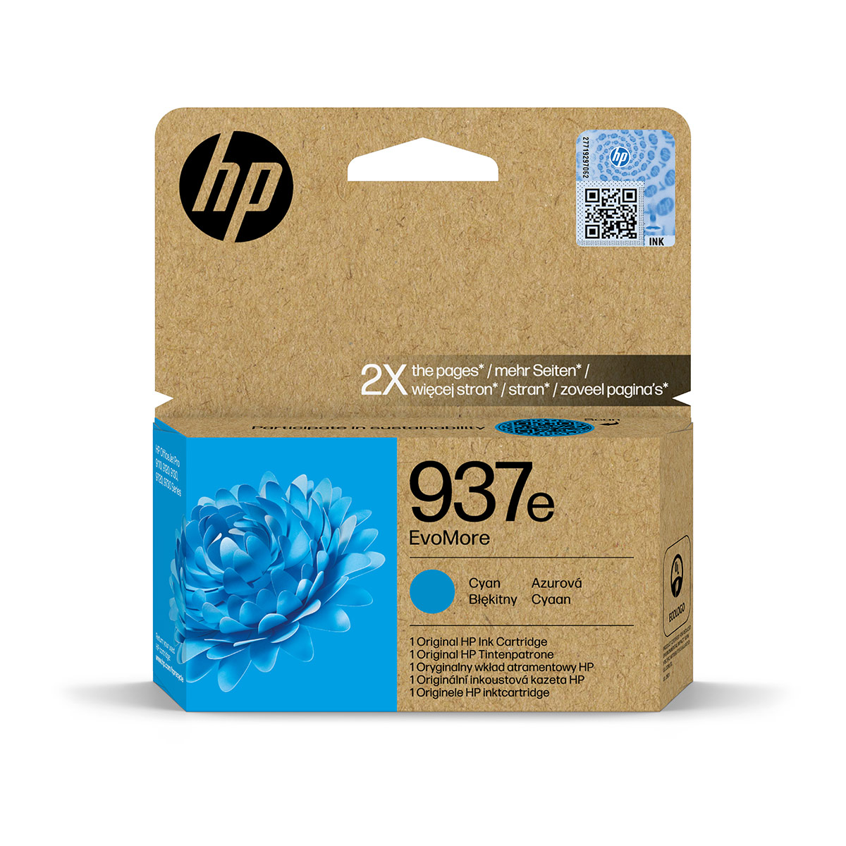 HP 937e EvoMore Cyan Original Ink Cartridge