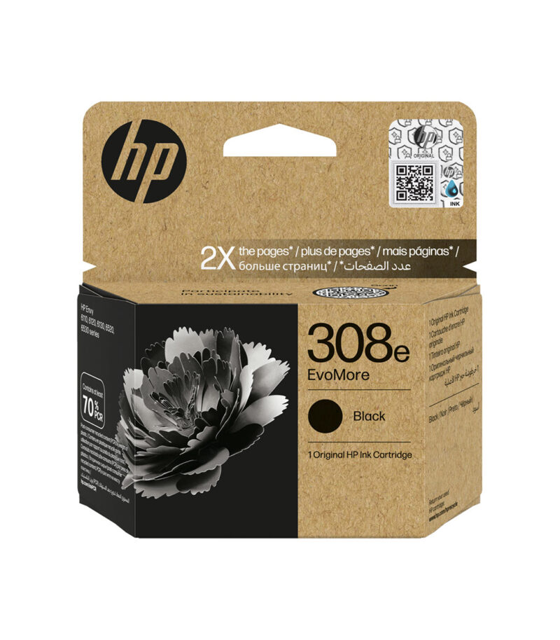 HP 308e EvoMore Black Original Ink Cartridge