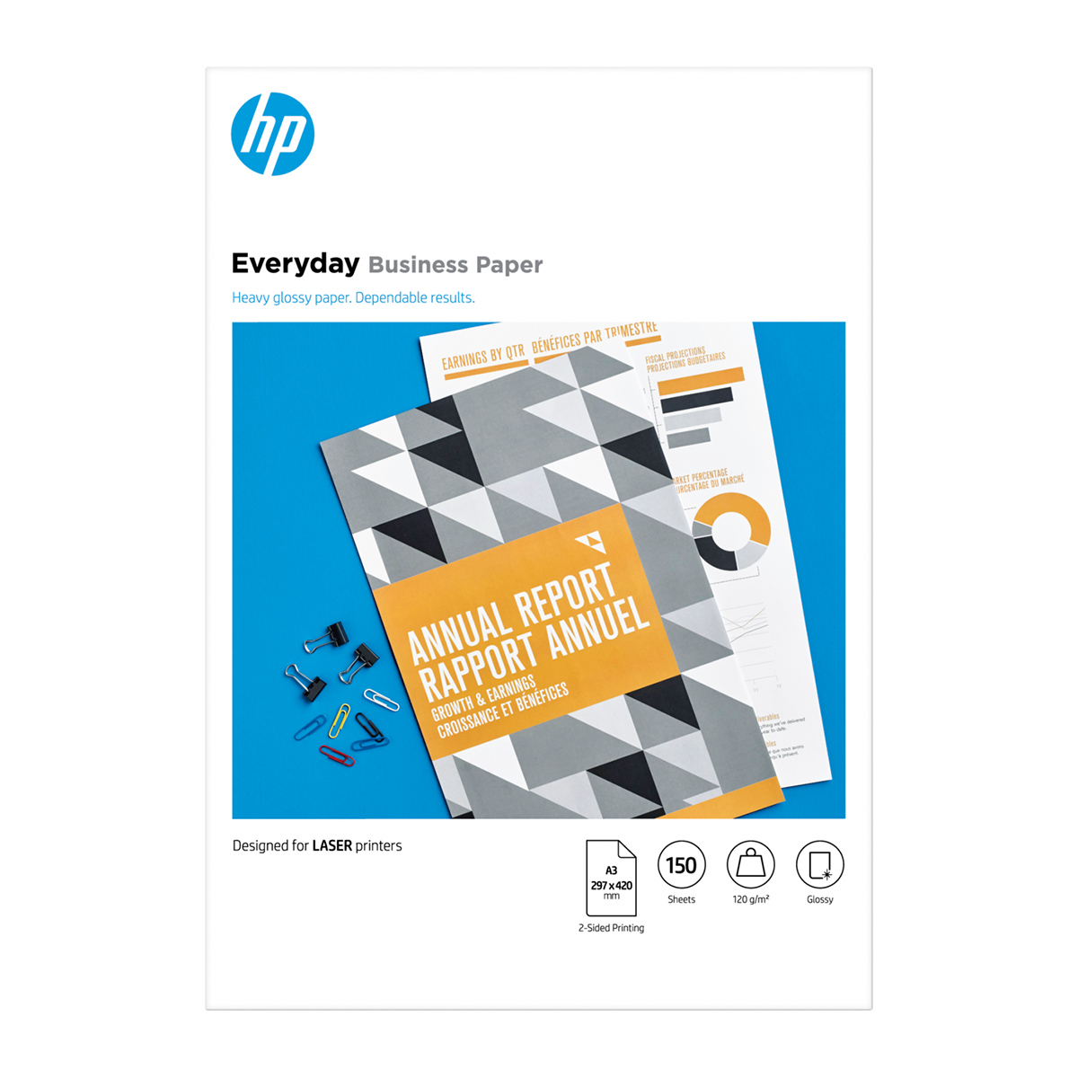 HP e-day Gls LJ A3 120g 150sh FSC Paper