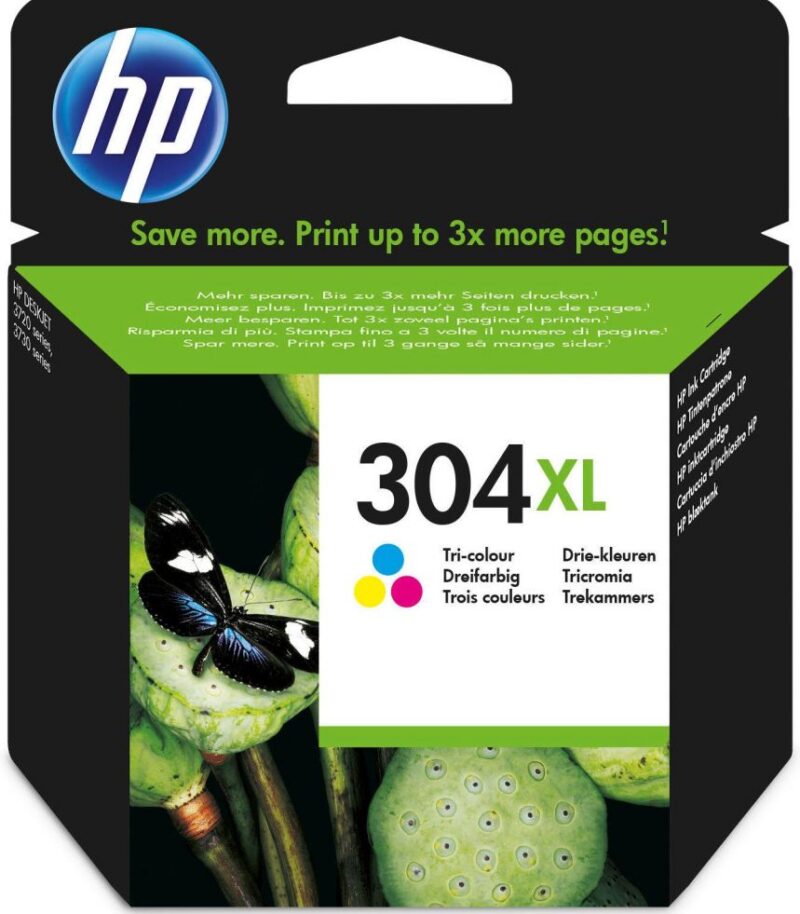 Ink HP No 304XL Tri-Color Ink Crtr 300 pgs