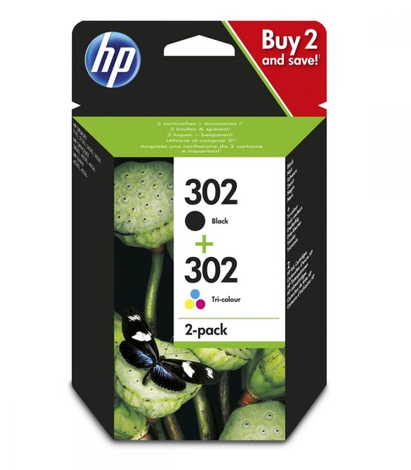 Ink HP No 302 2-pack Black-Tri-color Original Ink Cartridges (X4D37AE)