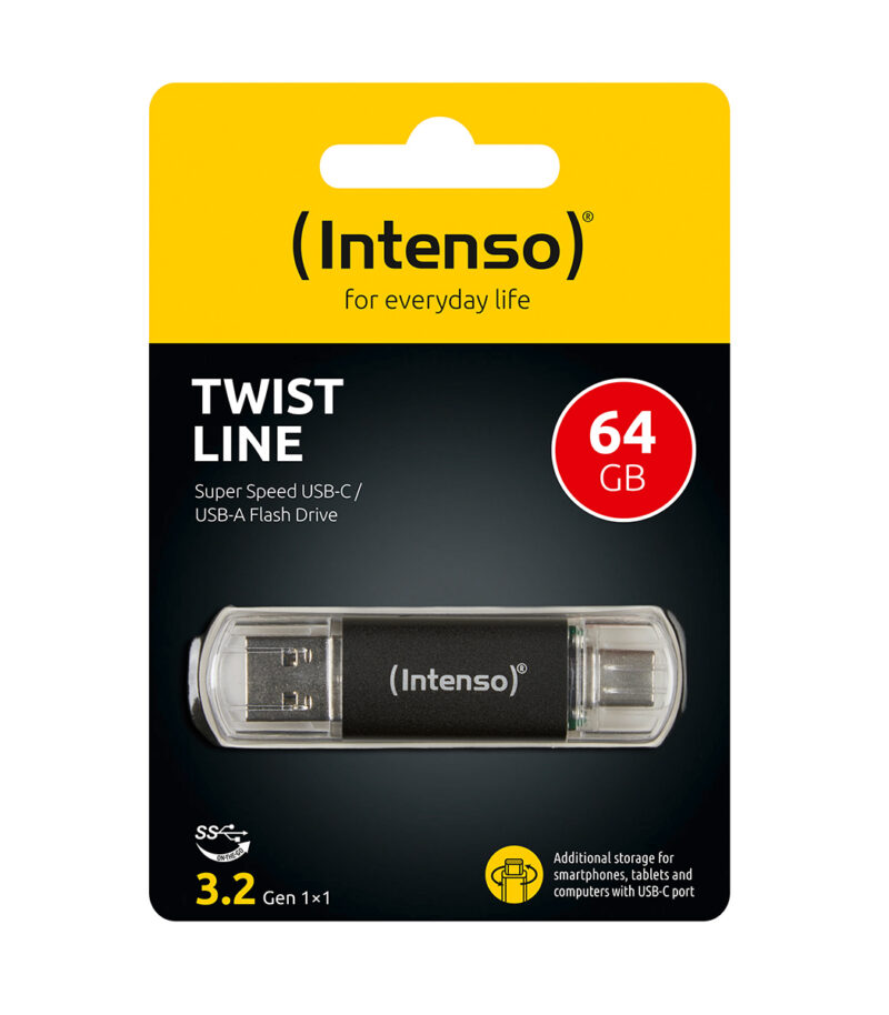 Intenso USB Drive 3.0 USB-A + USB-C Twist Line 64GB - 3539490