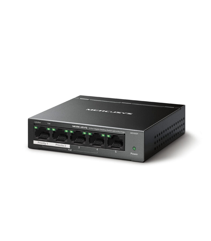 Mercusys MS105GP 5-Port Gigabit Desktop Switch with  4-Port PoE+