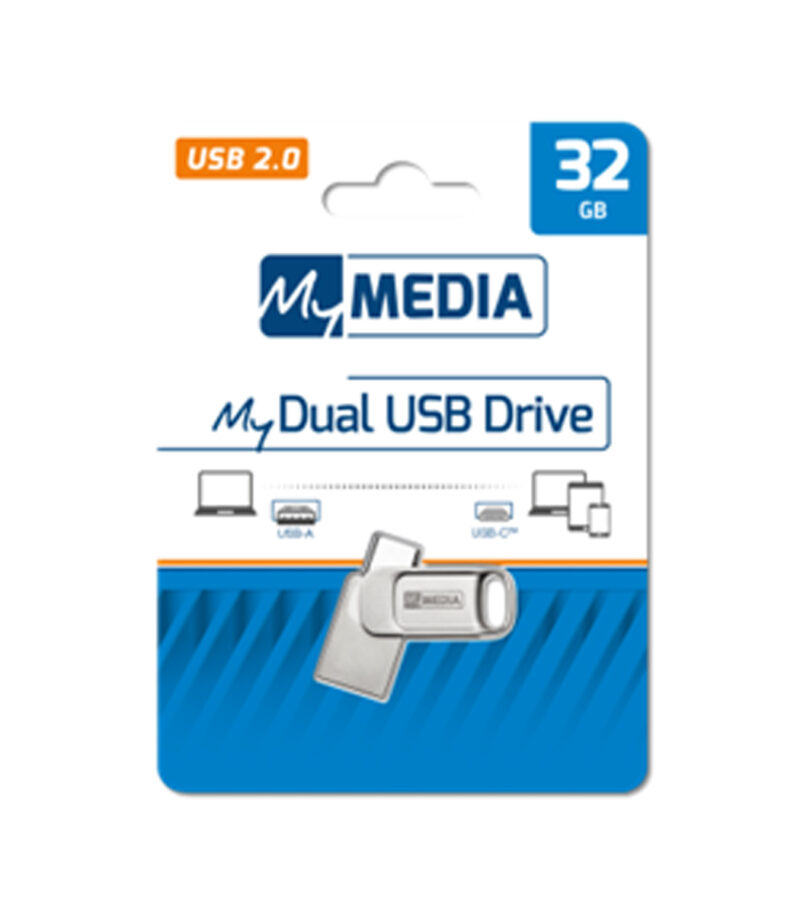 MyMedia My Dual USB Drive 32GB, USB 2.0 + USB C (by Verbatim) - 69266