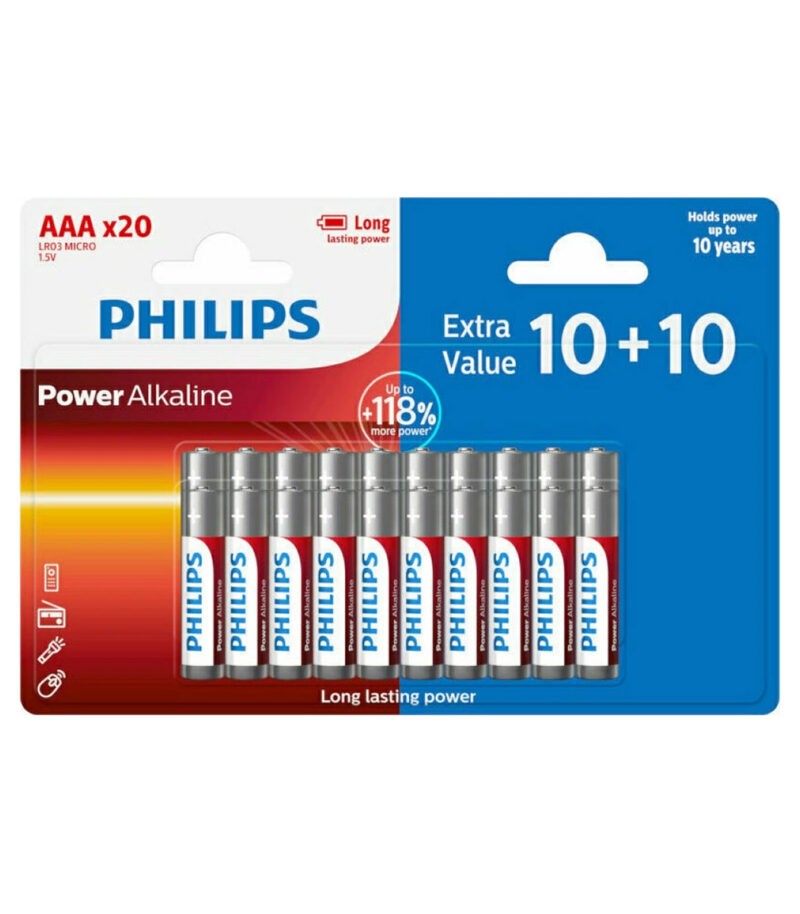 Philips Power Αλκαλικές Μπαταρίες AAA 1.5V 20τμχ - 1150350-0004
