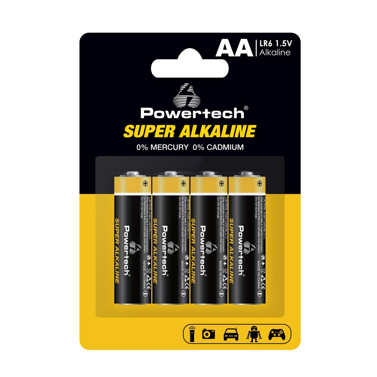 Powertech αλκαλικές μπαταρίες Super Alkaline PT-1214, AA, 1.5V, 4τμχ