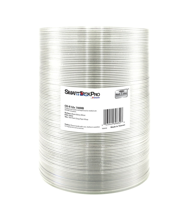 SmartDisk Pro CD R 52x 700MB, 100-Pack Wrap, Silver ( by Verbatim ) - 69832