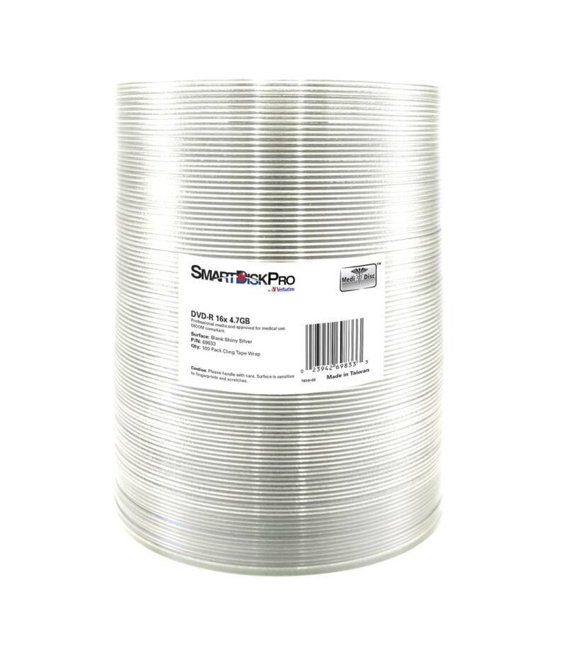 SmartDisk Pro DVD R 16x 4.7GB, 100-Pack Wrap, Silver ( by Verbatim ) - 69833