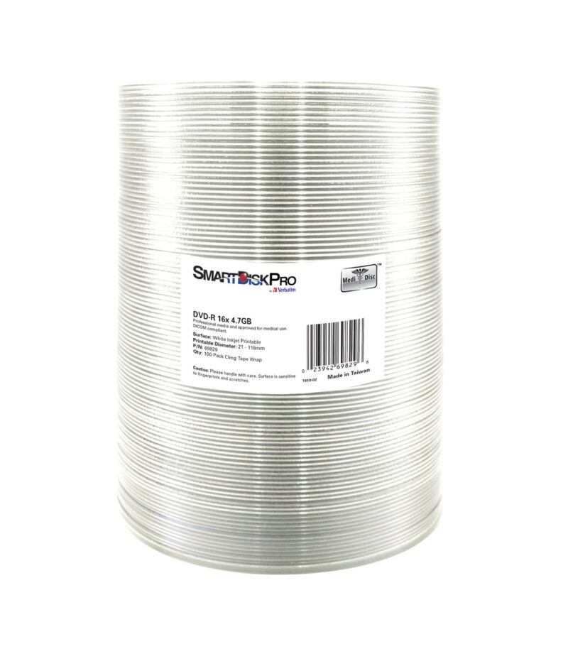 SmartDisk Pro DVD‑R 16x 4.7GB, 100-Pack Wrap White Inkjet Printable - 69829