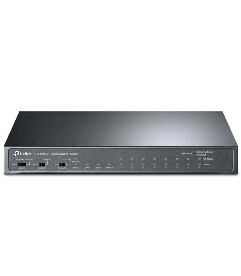 TP-Link TL-SL1311MP 8-Port 10 100Mbps + 3-Port Gigabit Desktop Switch with 8-Port PoE+