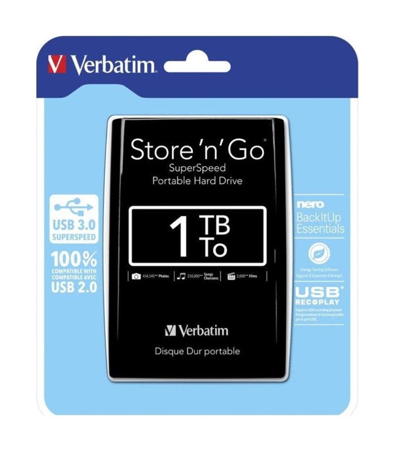 53023 Verbatim External USB 3 Portable Hard Drive