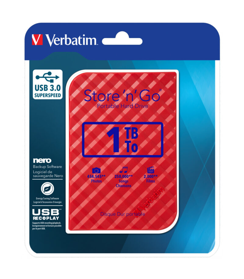 VERB. 2.5″HDD EXT. 3.0 RED 1TB - 53203
