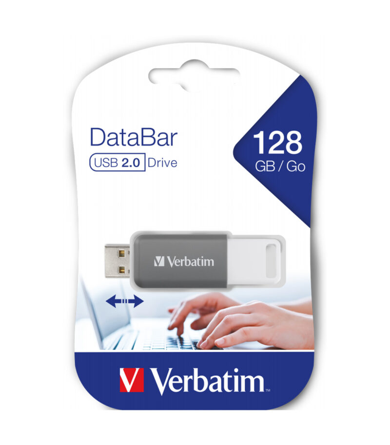 Verbatim DataBar USB 2.0 Drive Grey 128GB - 49456