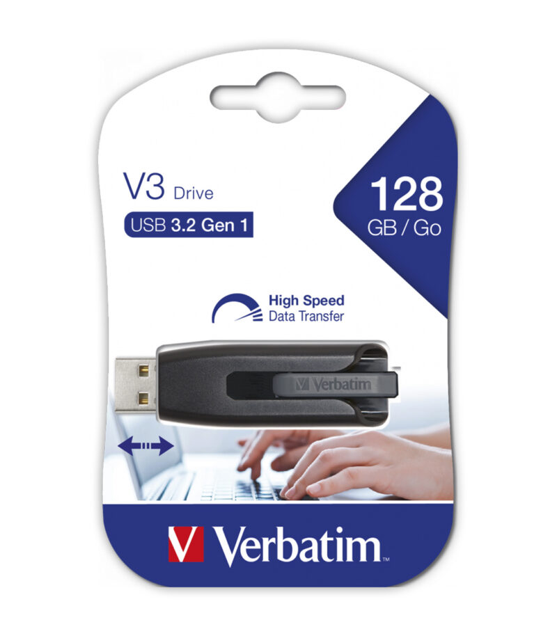 USB DRIVE 3.0 STORE ´N´ GO V3 SLIDER 128GB Grey - 49189