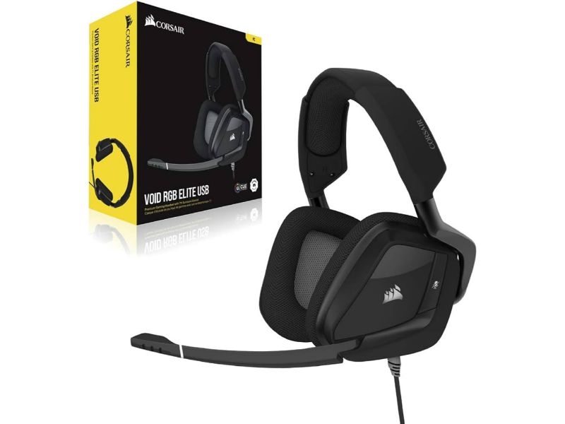 Corsair Wired Premium Gaming Headset Void RGB Elite USB with 7.1 Surround Sound — Carbon - CA-9011203-EU