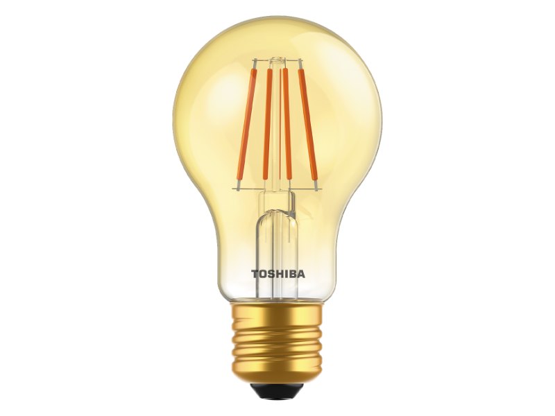 TOSHIBA LED FILAMENT AMBER A60 E27 4.5W 2200K DIMMABLE