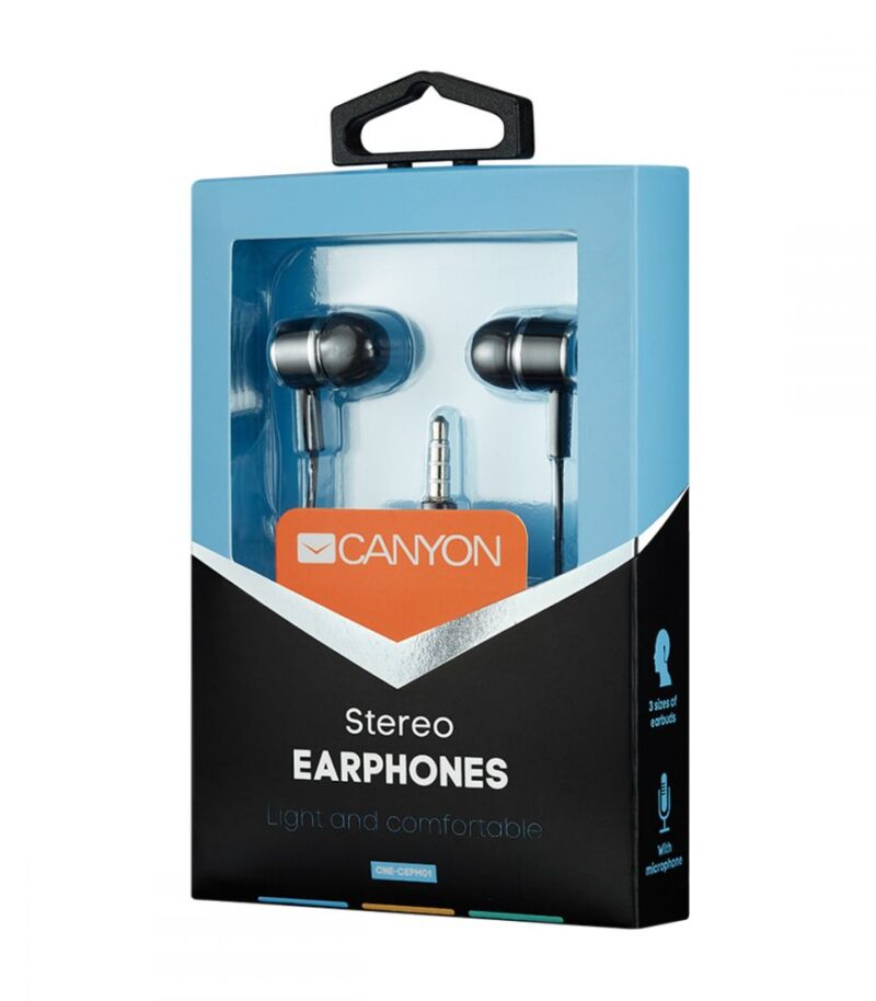 Canyon Stereo headphones with mic, 3.5mm BLACK - CNE-CEPM01B