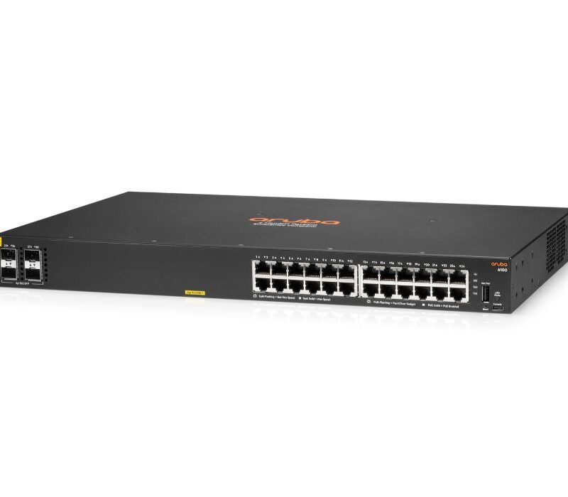 HPE Aruba 6100 24G Class4 PoE 4SFP+ 370W Switch (JL677A)