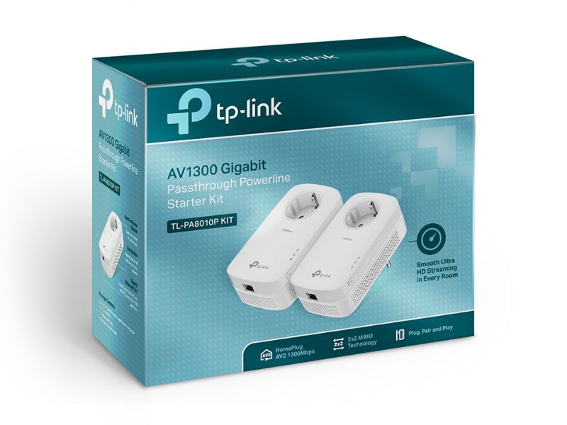 Tp- Link AV1300 Gigabit Passthrough Powerline Starter Kit (TL-PA8010P KIT)