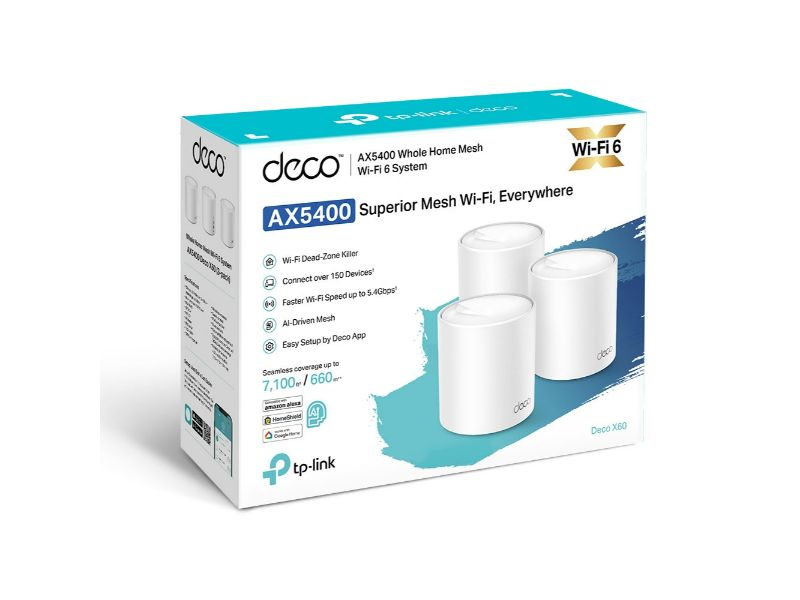 Tp-Link AX5400 Whole Home Mesh Wi-Fi 6 System (3-pack Deco X60)