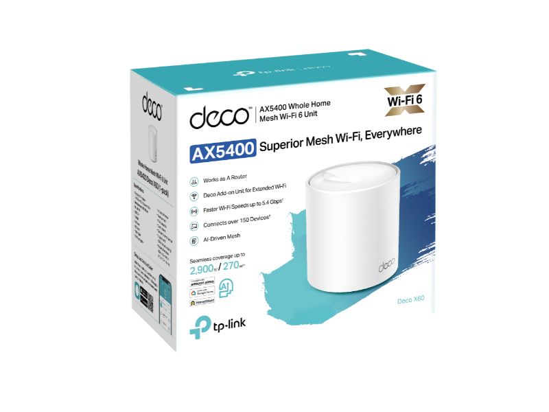 Tp-Link AX5400 Whole Home Mesh Wi-Fi 6 System (Deco X60)