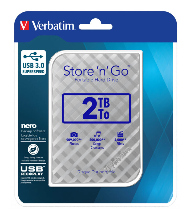 Verbatim Store 'n' Go USB 3.0 Εξωτερικός HDD 2.0TB 2.5″ Ασημί - 53198