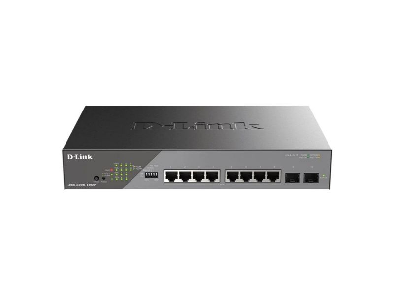 D-Link 10-Port Gigabit Smart Managed PoE+ Switch | 8 PoE+ Ports (130W ) + 2 SFP Ports | NDAA Compliant DSS-200G-10MP