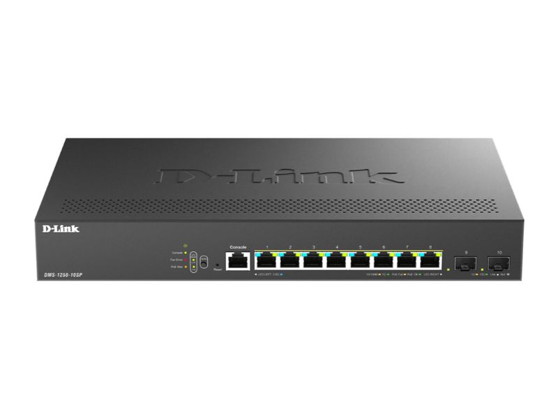 D-Link 10-Port Multi-Gigabit Smart Managed Switch with 2 10G SFP+ Ports DMS-1250-10SP