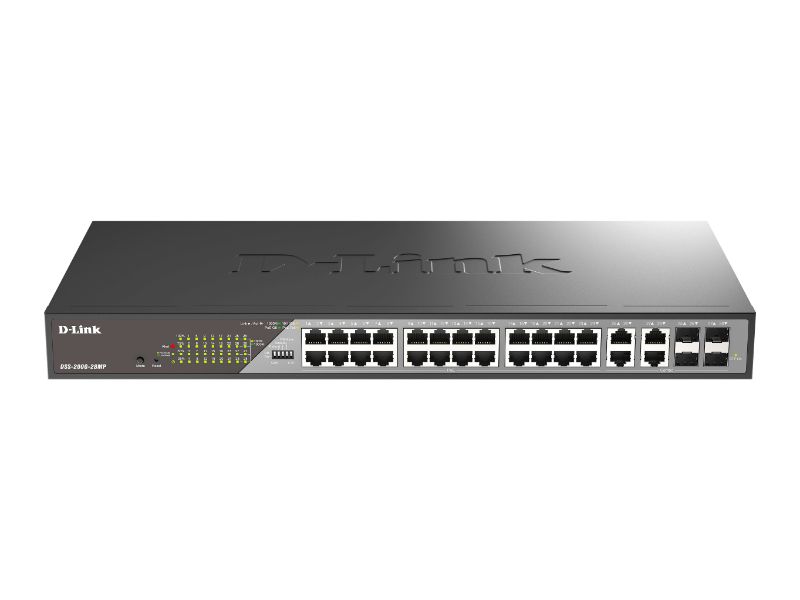 D-Link 28-Port Gigabit Smart Managed High Power PoE+ Switch | 24 PoE+ Ports (370W ) + 4 Combo SFP Ports DSS-200G-28MP