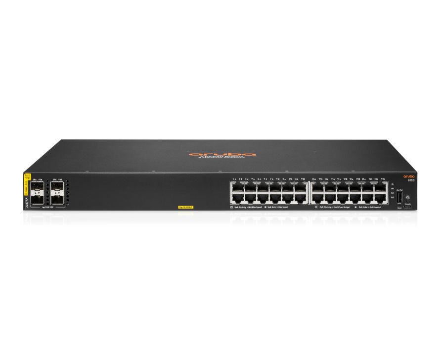 HPE Aruba 6100 24G Class4 PoE 4SFP+ 370W Switch (JL677A) HPE Aruba 6100 24G Class4 PoE 4SFP+ 370W Switch (JL677A)