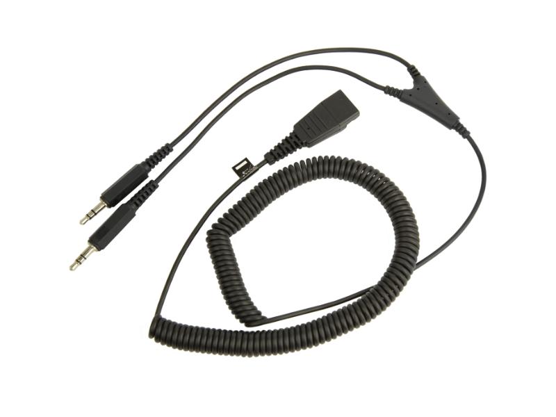 Jabra QD Cord to 2 x 3,5mm pin plug, coiled,for GN2100, GN2000, GN2200