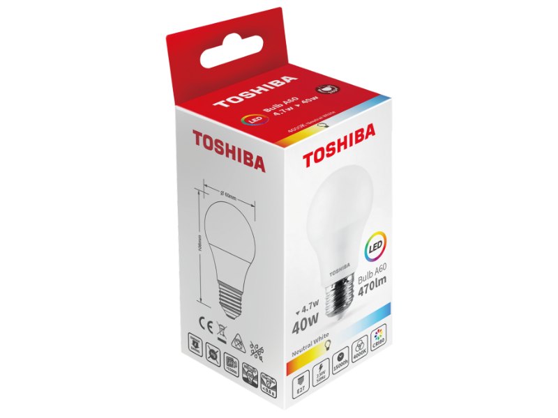 TOSHIBA LED A60 E27 4.7W 4000K