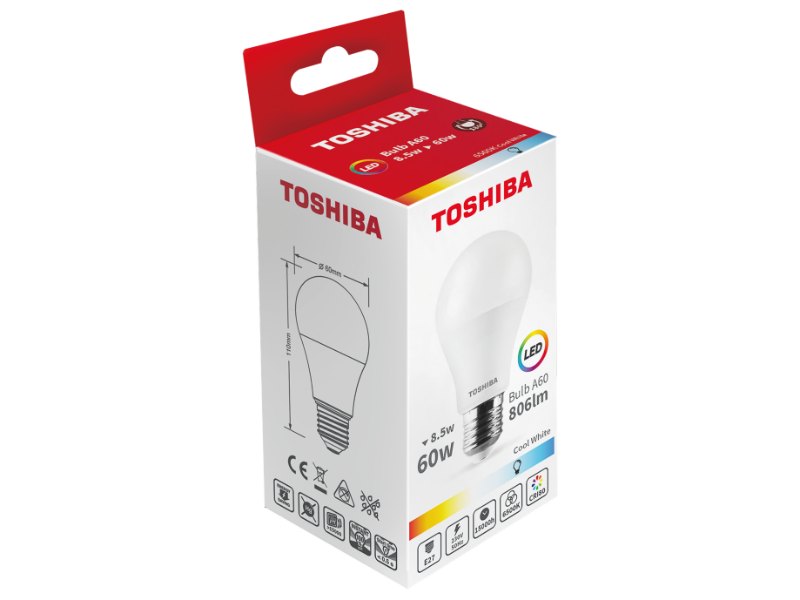 TOSHIBA LED A60 E27 8.5W 6500K