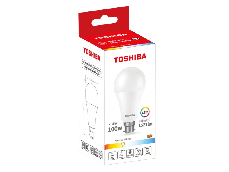 TOSHIBA LED A70 B22 15W 4000K TOSHIBA LED A70 B22 15W 4000K