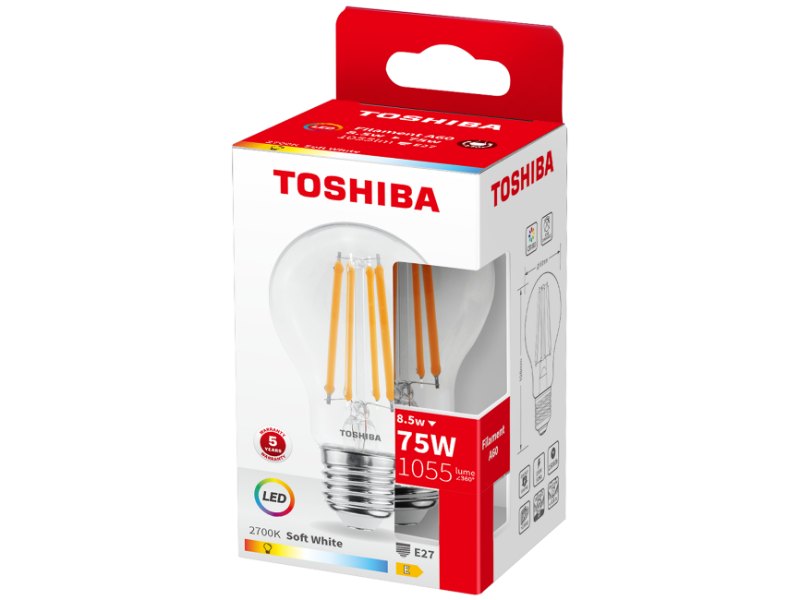 TOSHIBA LED FILAMENT A60 E27 8.5W 2700K